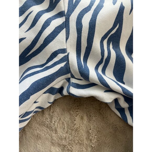 Aviator Nation Zebra Print Jogger Pants S Blue & White Cotton Blend Made In USA - Picture 6 of 11